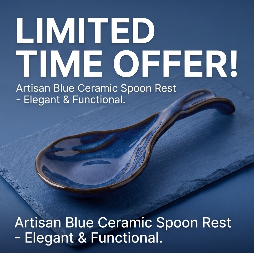 Artisan Blue Glazed Ceramic Spoon Rest