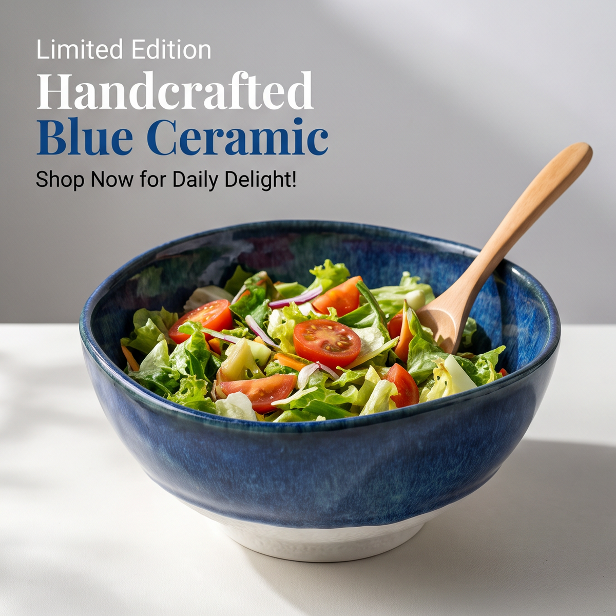 Wabi-Sabi Blue Reactive Glaze Ceramic Bowl