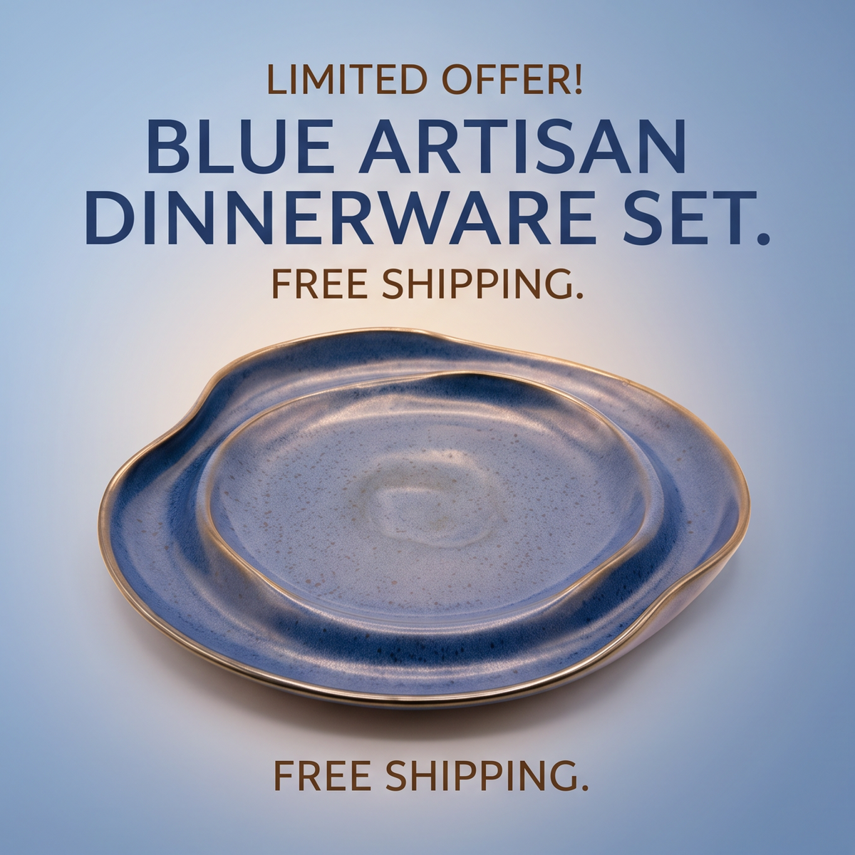 Blue Zen Hand-Glazed Organic Stoneware Plate