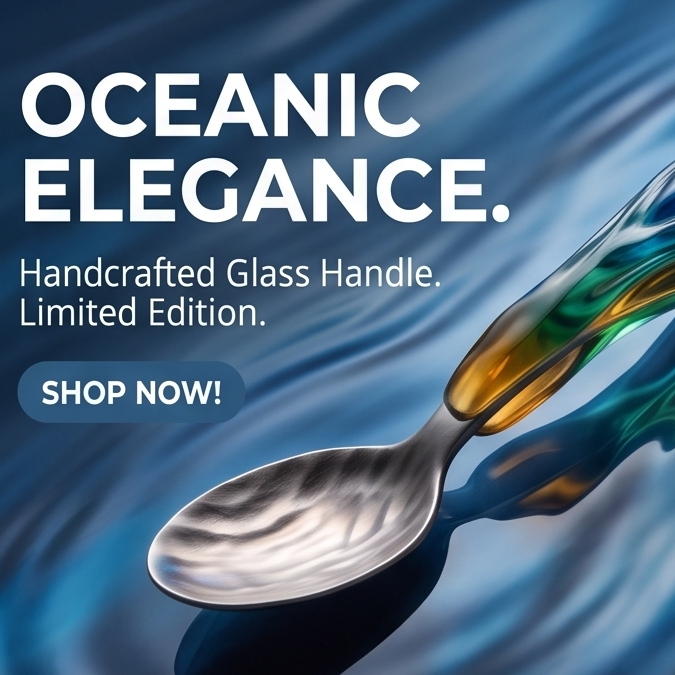 Oceanic Hand-Blown Glass Handle Stainless Steel Spoon