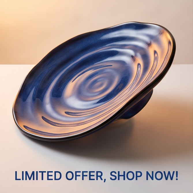 Cobalt Blue Wave Ceramic Plate