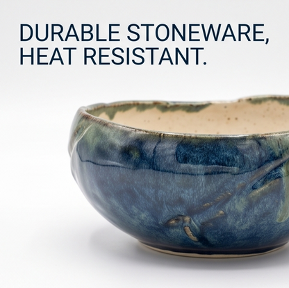 Handcrafted Blue & Green Drip Glaze Stoneware Bowl