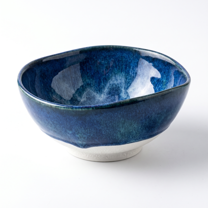 Wabi-Sabi Blue Reactive Glaze Ceramic Bowl