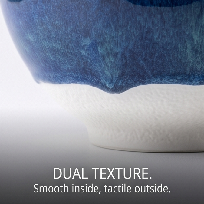 Wabi-Sabi Blue Reactive Glaze Ceramic Bowl