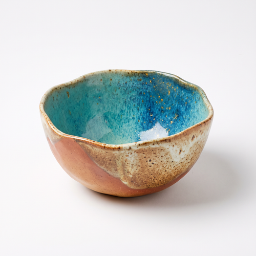 Handmade Blue & Gold Ceramic Bowl