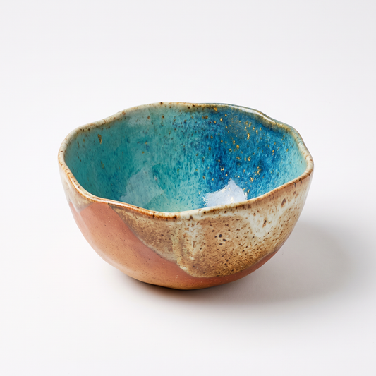 Handmade Blue & Gold Ceramic Bowl