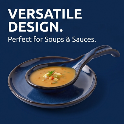 Artisan Blue Glazed Ceramic Spoon Rest
