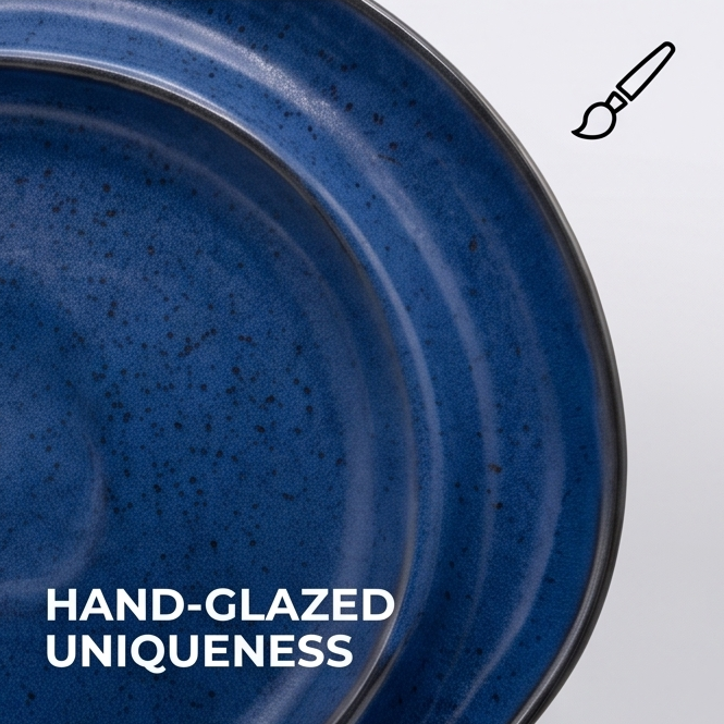 Blue Zen Hand-Glazed Organic Stoneware Plate