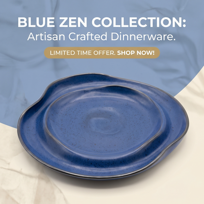 Blue Zen Hand-Glazed Organic Stoneware Plate