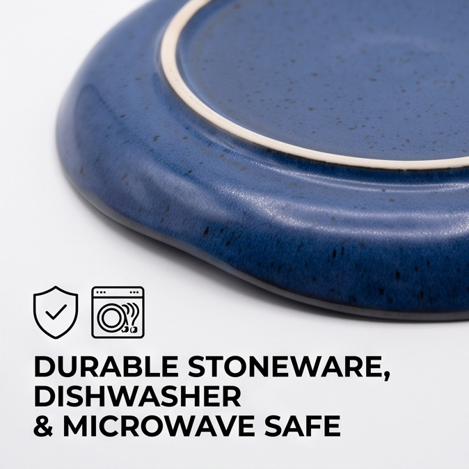 Blue Zen Hand-Glazed Organic Stoneware Plate