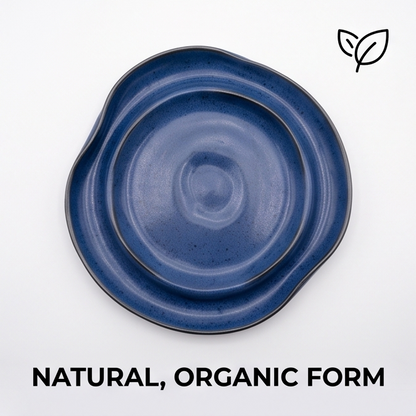 Blue Zen Hand-Glazed Organic Stoneware Plate