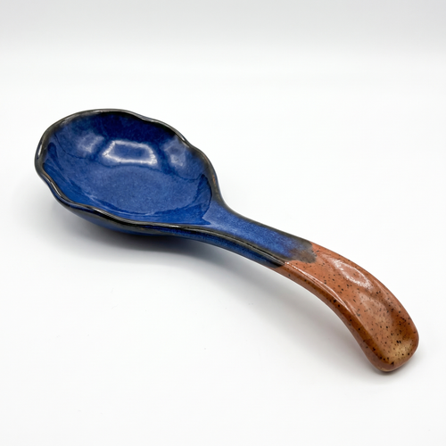 Handcrafted Blue & Terracotta Ceramic Serving Spoon