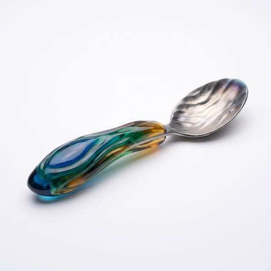 Oceanic Hand-Blown Glass Handle Stainless Steel Spoon