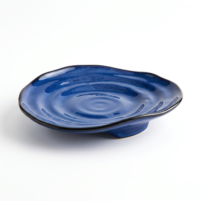 Cobalt Blue Wave Ceramic Plate