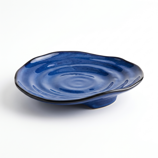 Cobalt Blue Wave Ceramic Plate