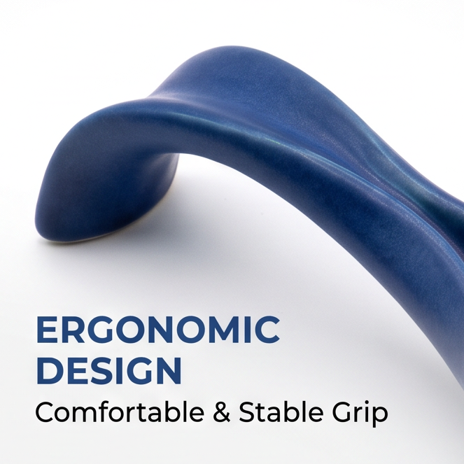 Two-Tone Blue & Cream Speckled Ceramic Soup Spoon