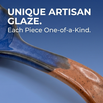 Handcrafted Blue & Terracotta Ceramic Serving Spoon