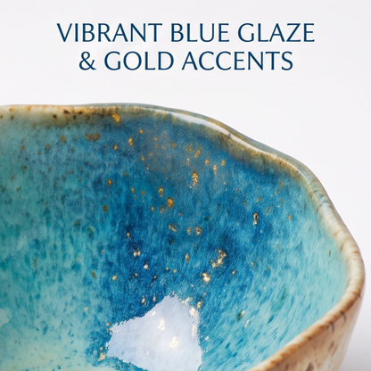 Handmade Blue & Gold Ceramic Bowl