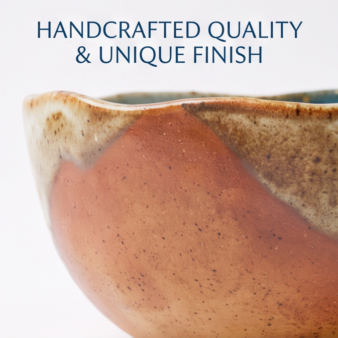 Handmade Blue & Gold Ceramic Bowl
