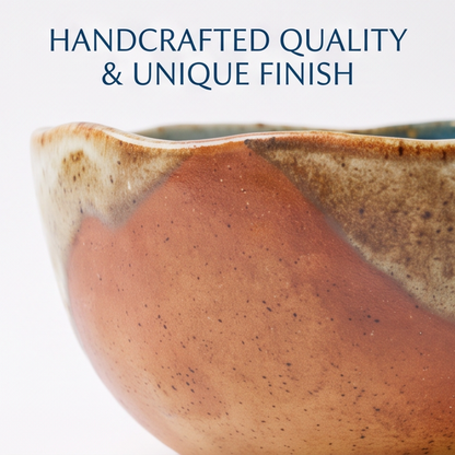 Handmade Blue & Gold Ceramic Bowl