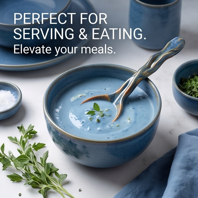 Handcrafted Glazed Ceramic Spoon with Twist Handle