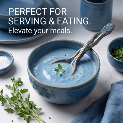 Handcrafted Glazed Ceramic Spoon with Twist Handle