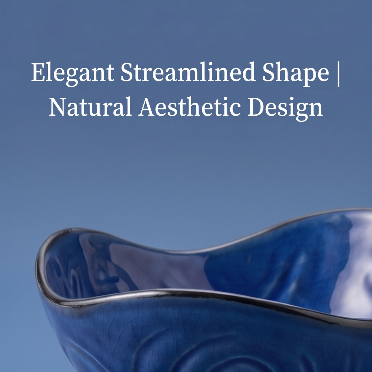 Ocean Blue Wavy Hand-Painted Ceramic Bowl