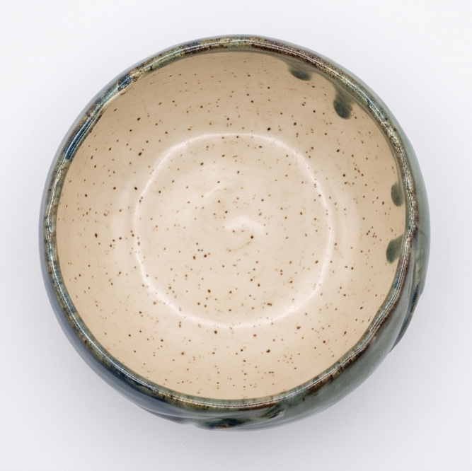 Handcrafted Blue & Green Drip Glaze Stoneware Bowl