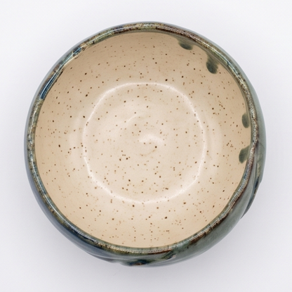 Handcrafted Blue & Green Drip Glaze Stoneware Bowl