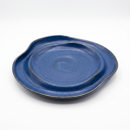 Blue Zen Hand-Glazed Organic Stoneware Plate