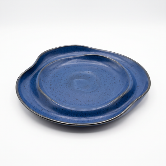 Blue Zen Hand-Glazed Organic Stoneware Plate