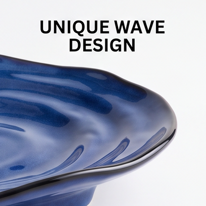 Cobalt Blue Wave Ceramic Plate