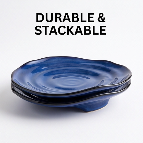 Cobalt Blue Wave Ceramic Plate
